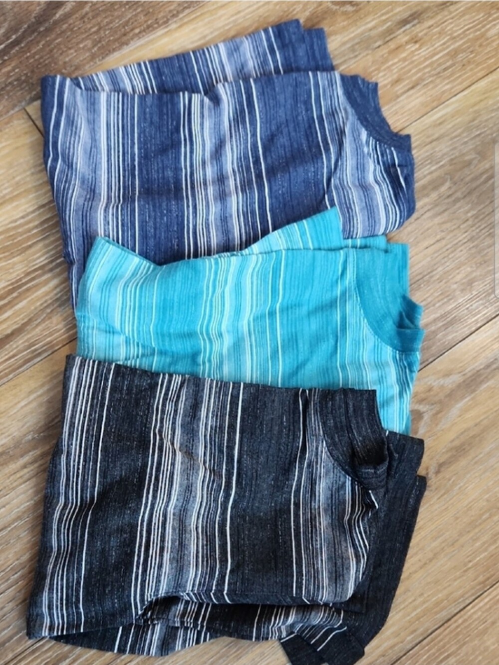 3 Urban Pipeline Stripe Long Sleeve Tees Blue Teal Black